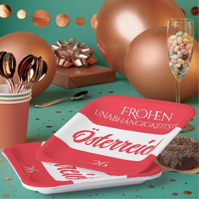 Assiettes En Carton Autriche Fête de l'Indépendance drapeau national a (Multi)