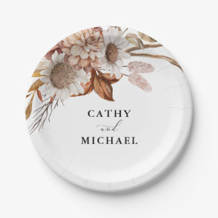 Assiettes En Carton Autum Rustic Floral, Dessert Mariage de automne