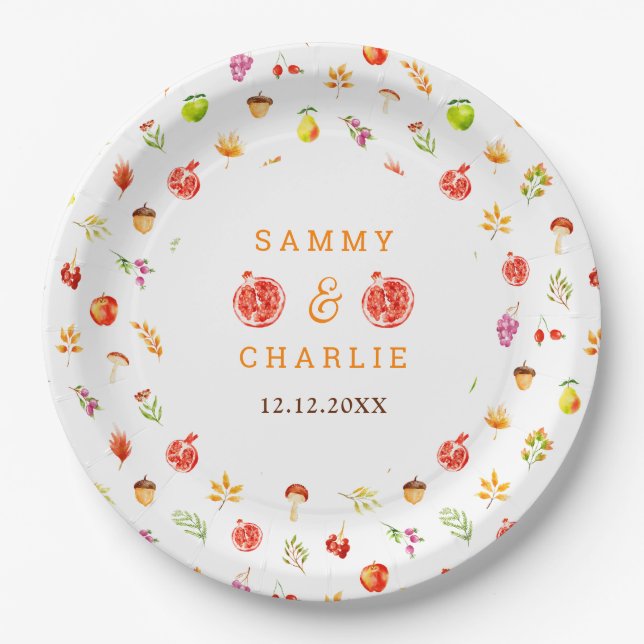 Assiettes En Carton Autumn Fall Harvest Wedding (Devant)