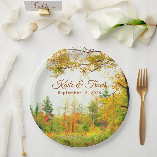 Assiettes En Carton Autumn Field Foliage (Mariage)
