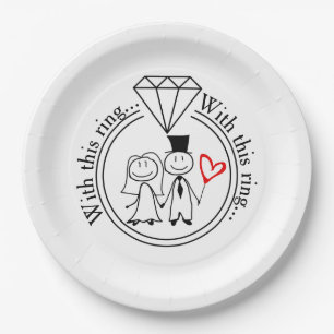 Assiettes En Carton Avec cette bague Décontracté Bâton Figure Couple M