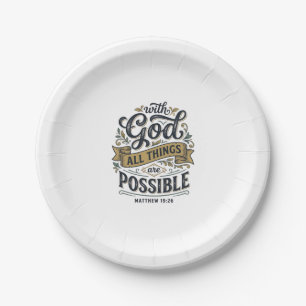 Assiettes En Carton Avec Dieu Toutes Choses Sont Possibles Vintage Chr