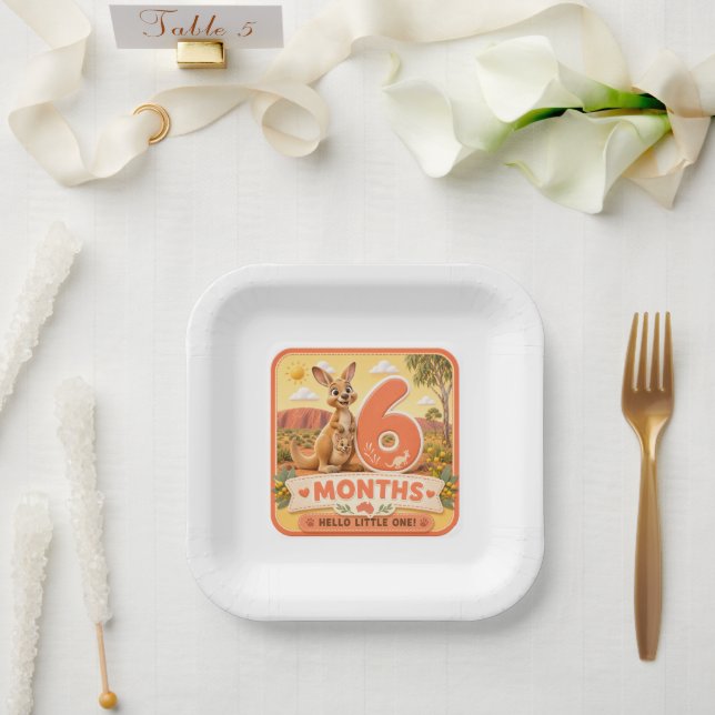 Assiettes En Carton Aventure des jalons de bébé de 6 mois (Mariage)