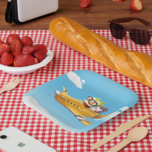 Assiettes En Carton Aventure en vol avec chien