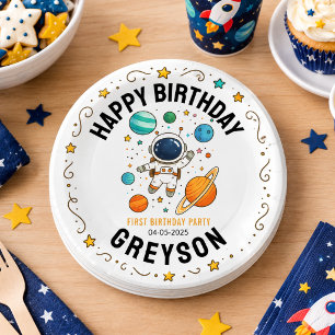 Assiettes En Carton Aventure spatiale 1er anniversaire Fête dans l'e