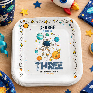 Assiettes En Carton Aventure spatiale 3e anniversaire Espace pour le