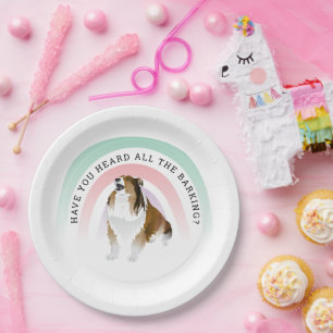 Assiettes En Carton Avez-vous entendu, arc-en-ciel et Sheltie Dog