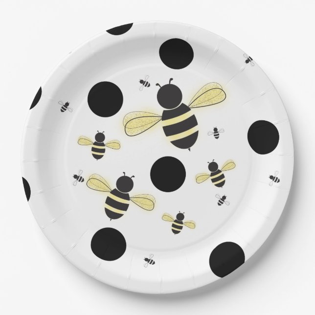 Assiettes En Carton Avez-vous entendu le bourdonnement Bumble Bee Poin (Devant)