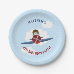 Assiettes En Carton Aviateur et son avion