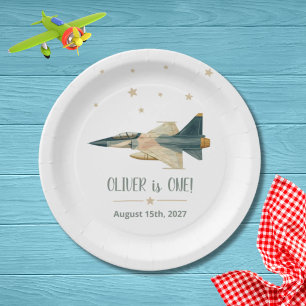 Assiettes En Carton Avion de chasse à réaction garçon premier annivers