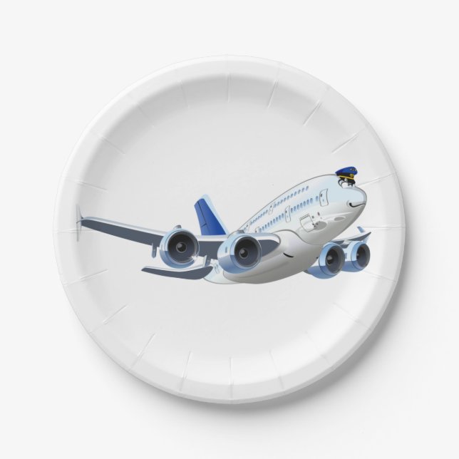 Assiettes En Carton Avion de dessin (Devant)