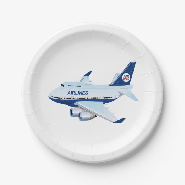 Assiettes En Carton Avion de dessin (Devant)