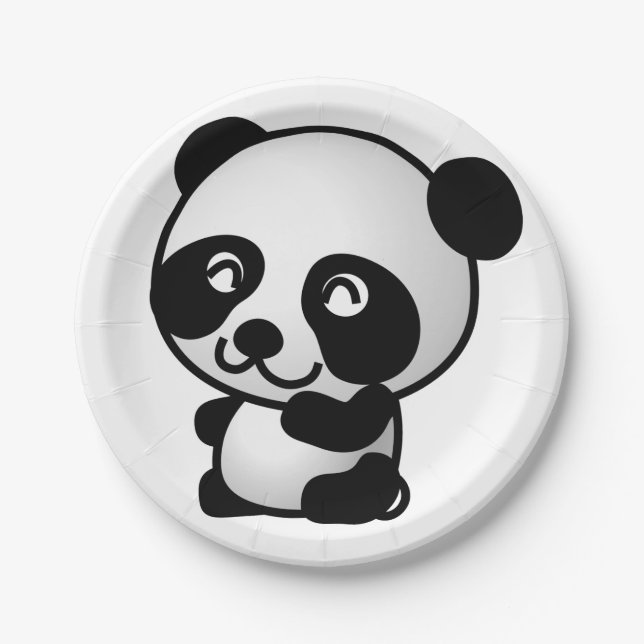 Assiettes En Carton Avion de papier. Panda (Devant)
