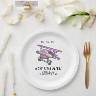 Assiettes En Carton Avion Oh Mon Temps Passe Voyage Premier Anniversai