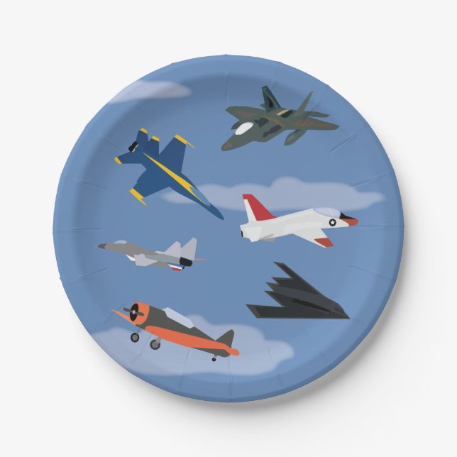 Assiettes En Carton Avion pour enfants et Jet Party (Devant)