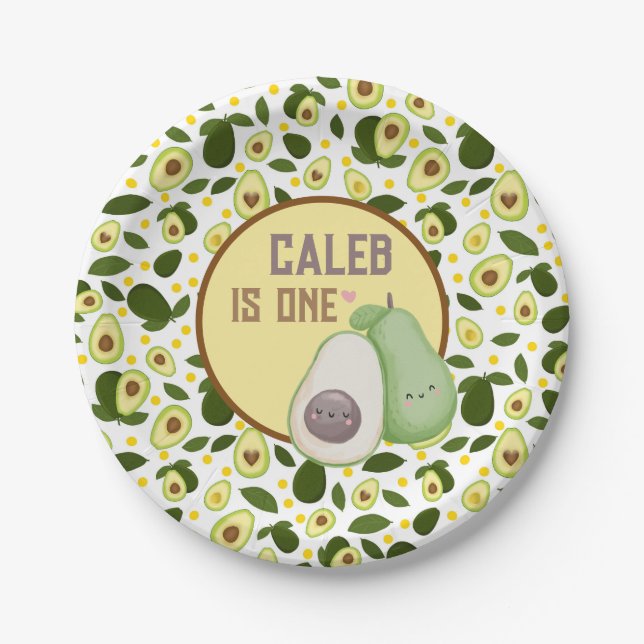 Assiettes En Carton Avocado Saint Guacamole Fiesta 1er anniversaire (Devant)