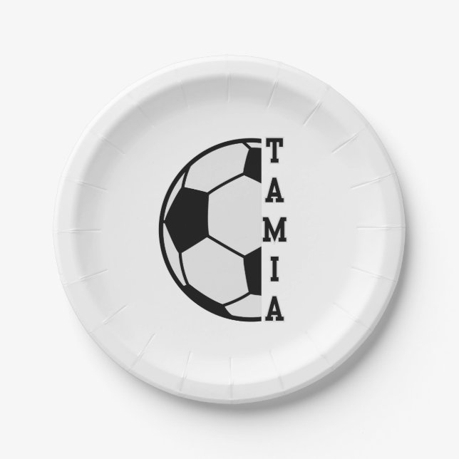 Assiettes En Carton Awesome Nom Personnalisé Soccer Ball Sports (Devant)