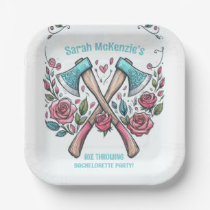 Assiettes En Carton Axes et Roses - Ax Throwing Bachelorette Party