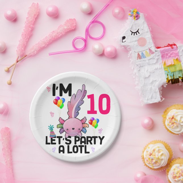 Assiettes En Carton Axolotl Faisons la fête à la salamandre amphibie (Fête)