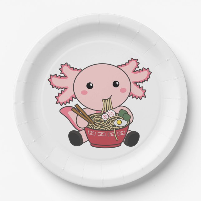 Assiettes En Carton Axolotl Nourriture Ramen Japonais Nourriture Kawai (Devant)