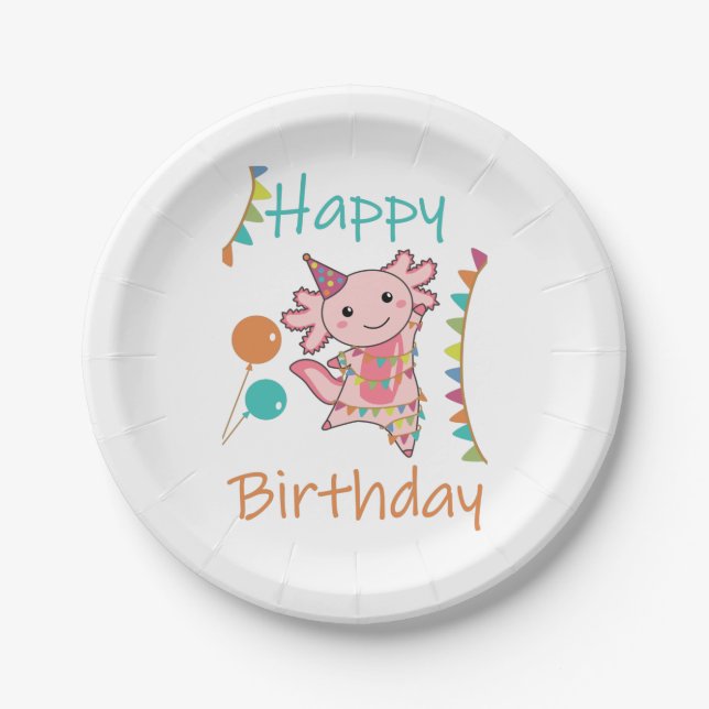 Assiettes En Carton Axolotl Vous Souhaite Bon Anniversaire Axolotls Ad (Devant)