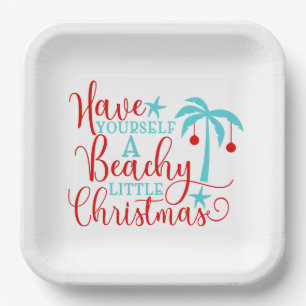 Assiettes En Carton Ayez-vous un petit Noël de plage