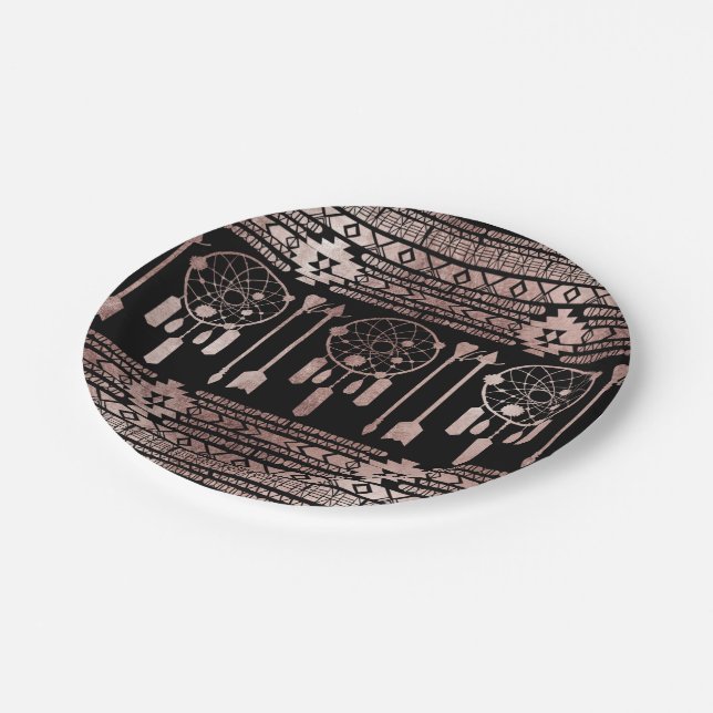 Assiettes En Carton Aztèque tribal d'or rose de Dreamcatcher sur le (Angle)