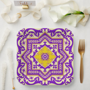 Assiettes En Carton Azulejo céramique Vintage style ornement Monogramm