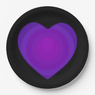 Assiettes En Carton B&W Purple Hearts Beating