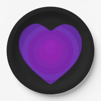 Assiettes En Carton B&W Purple Hearts Beating
