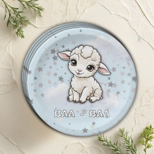 Assiettes En Carton Baa-Baa Un Petit Baby shower D'Étoiles D'Agneau