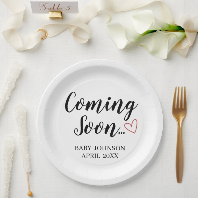 Assiettes En Carton Baby Announcement Coming Soon Paper Plates (Mariage)