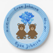 Baby Bear Boy Twins Plaque en papier