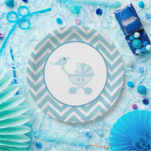 Assiettes En Carton Baby Bird Baby Carriage Baby shower Party