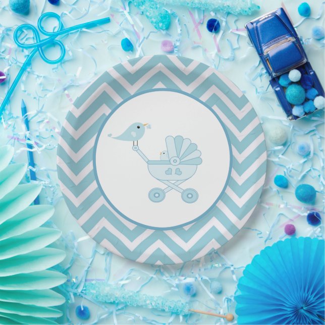 Assiettes En Carton Baby Bird Baby Carriage Baby shower Party (Fête)