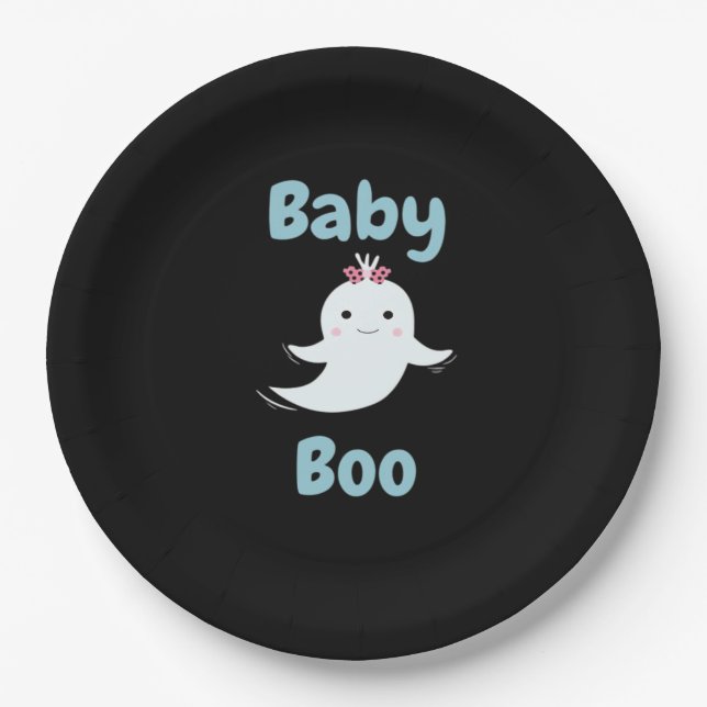 Assiettes En Carton Baby Boo Cute Halloween Cadeau Enfants Ou Couples (Devant)