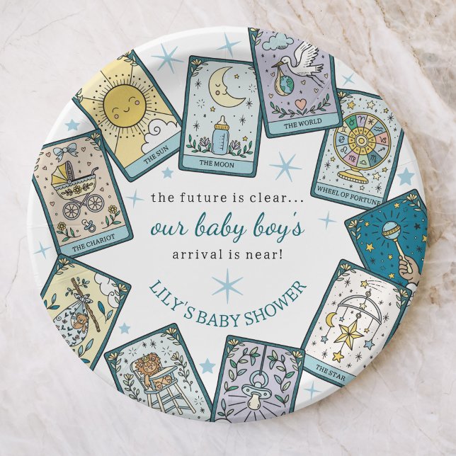 Assiettes En Carton Baby Boy Baby shower Cartes de Tarot Prédiction fu (Créateur téléchargé)
