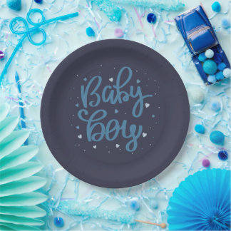 Assiettes En Carton Baby Boy Blue Baby Shower