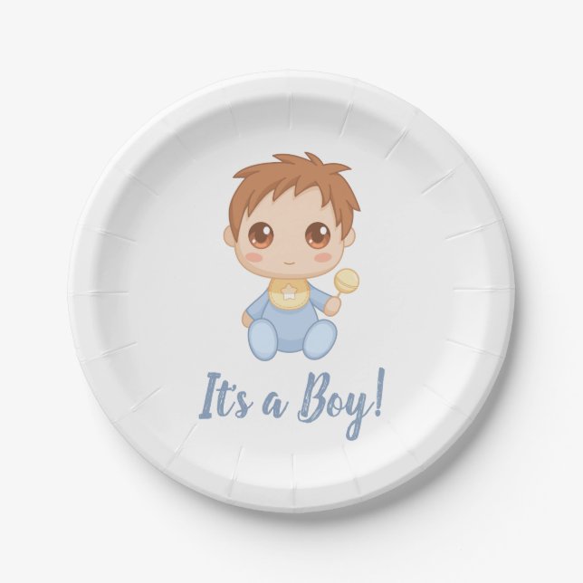 Assiettes En Carton Baby Boy Blue Jumpsuit (Devant)