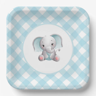 Assiettes En Carton Baby Boy Elephant Plaques d'anniversaire, Baby sho