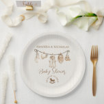 Assiettes En Carton Baby Clothesline Neutral Baby Shower Striped<br><div class="desc">gender neutral clothes baby shower plates</div>