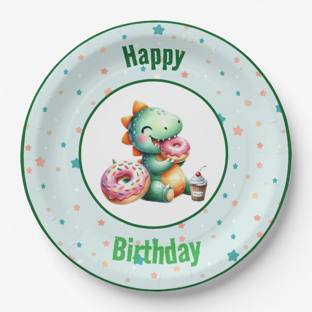 Assiettes En Carton  Baby Dino Party Plates (Devant)