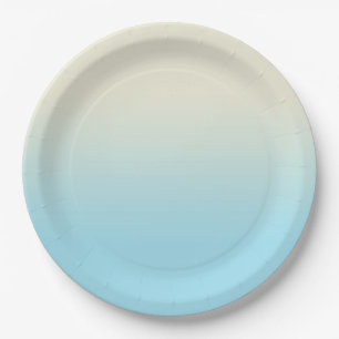 Assiettes En Carton Baby doux bleu et ivoire Ombre dégradé