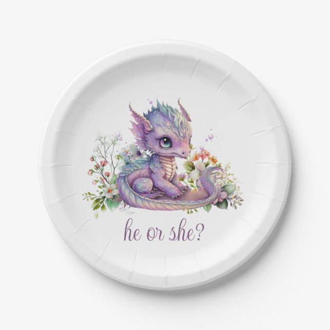 Assiettes En Carton Baby Dragon Sexe Reveal Party (Devant)