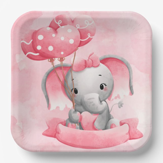 Assiettes En Carton Baby Elephant Bliss : Elevez votre Baby shower (Recto)