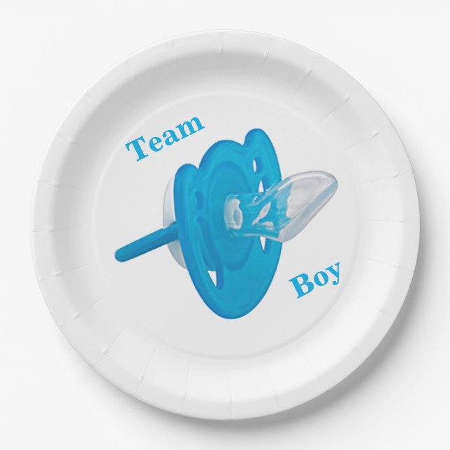 Assiettes En Carton Baby Gender Reveal Party - Team Boy (Devant)