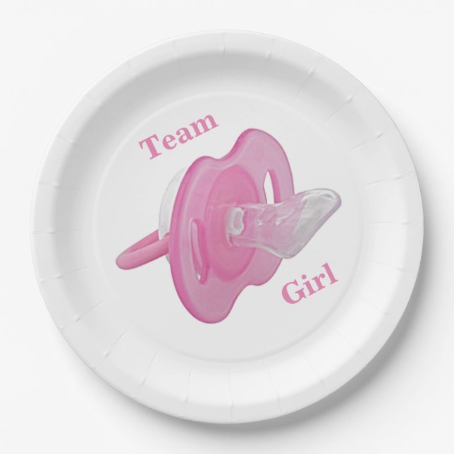 Assiettes En Carton Baby Gender Reveal Party - Team Girl (Devant)