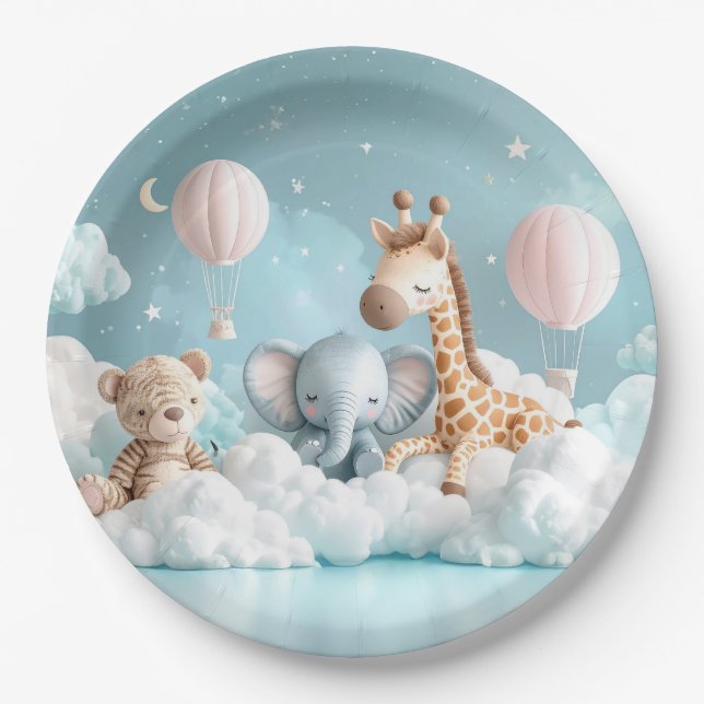 Assiettes En Carton Baby Giraffe avec tous ses amis (Devant)