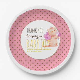 Assiettes En Carton Baby Girl 1er Anniversaire Douche Princesse Chats 