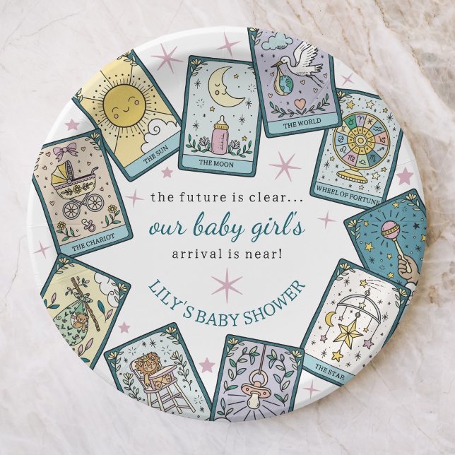 Assiettes En Carton Baby Girl Baby shower Cartes de Tarot (Créateur téléchargé)